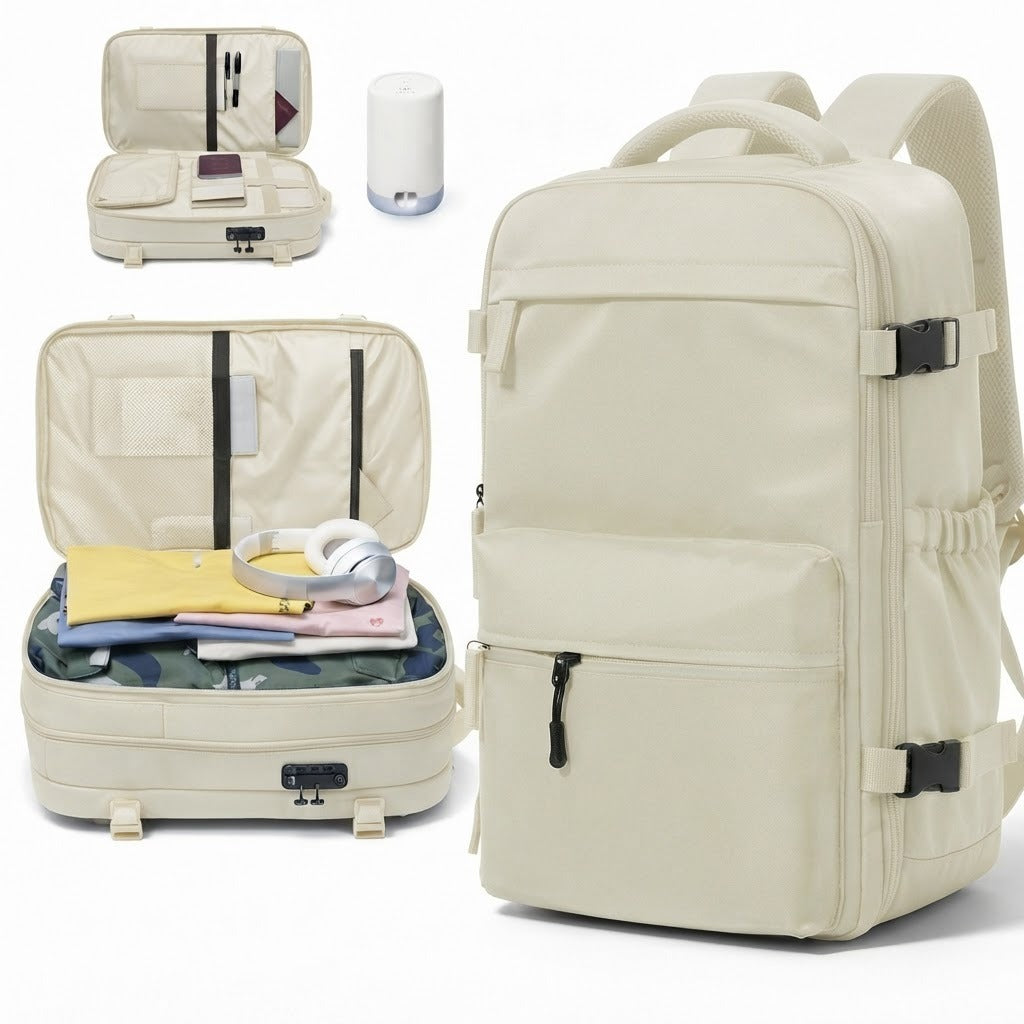 Hand Luggage 40x30x20 Beige Backpack – Lightweight & Approved for All Airlines