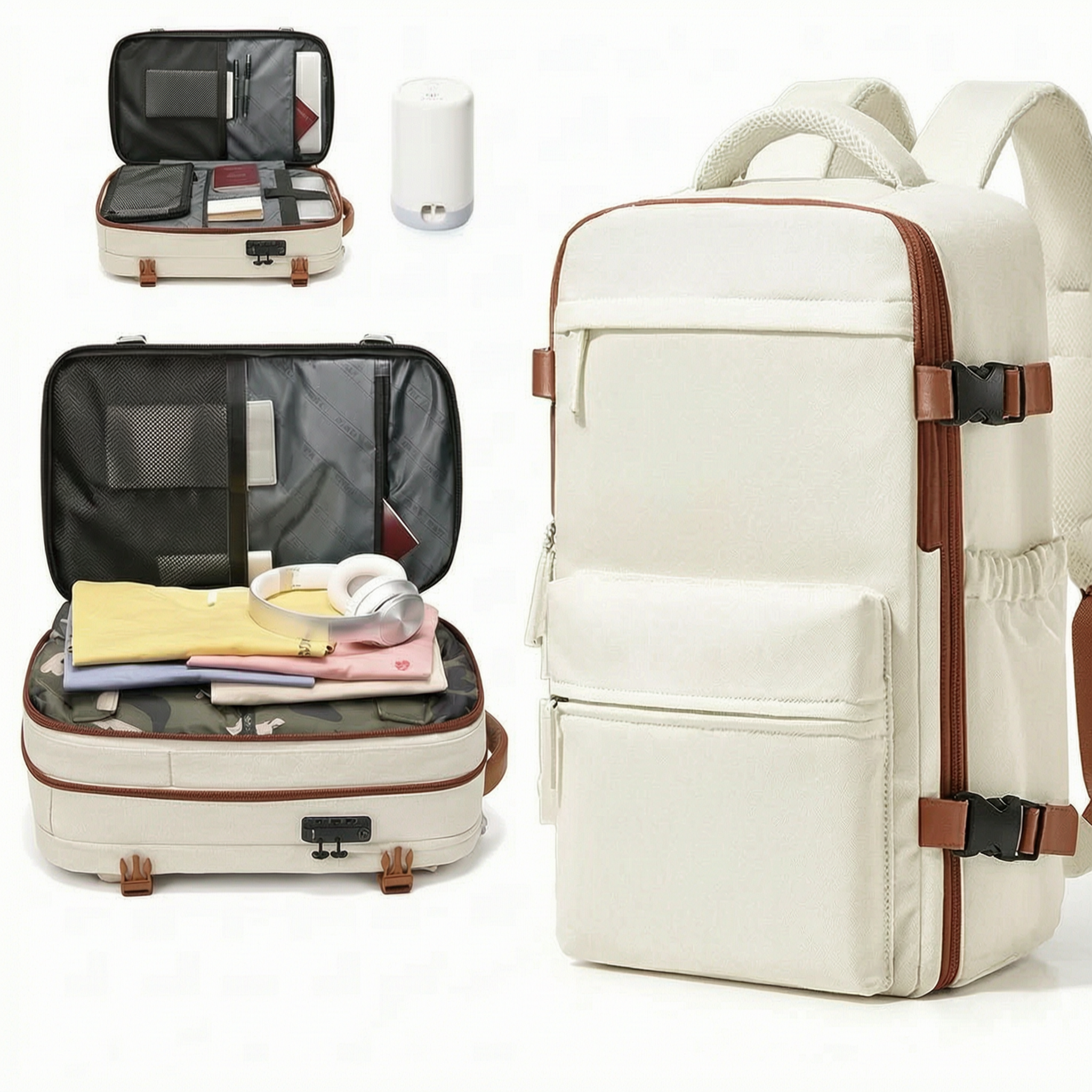 Hand Luggage 40x30x20 Beige Backpack – Lightweight & Approved for All Airlines