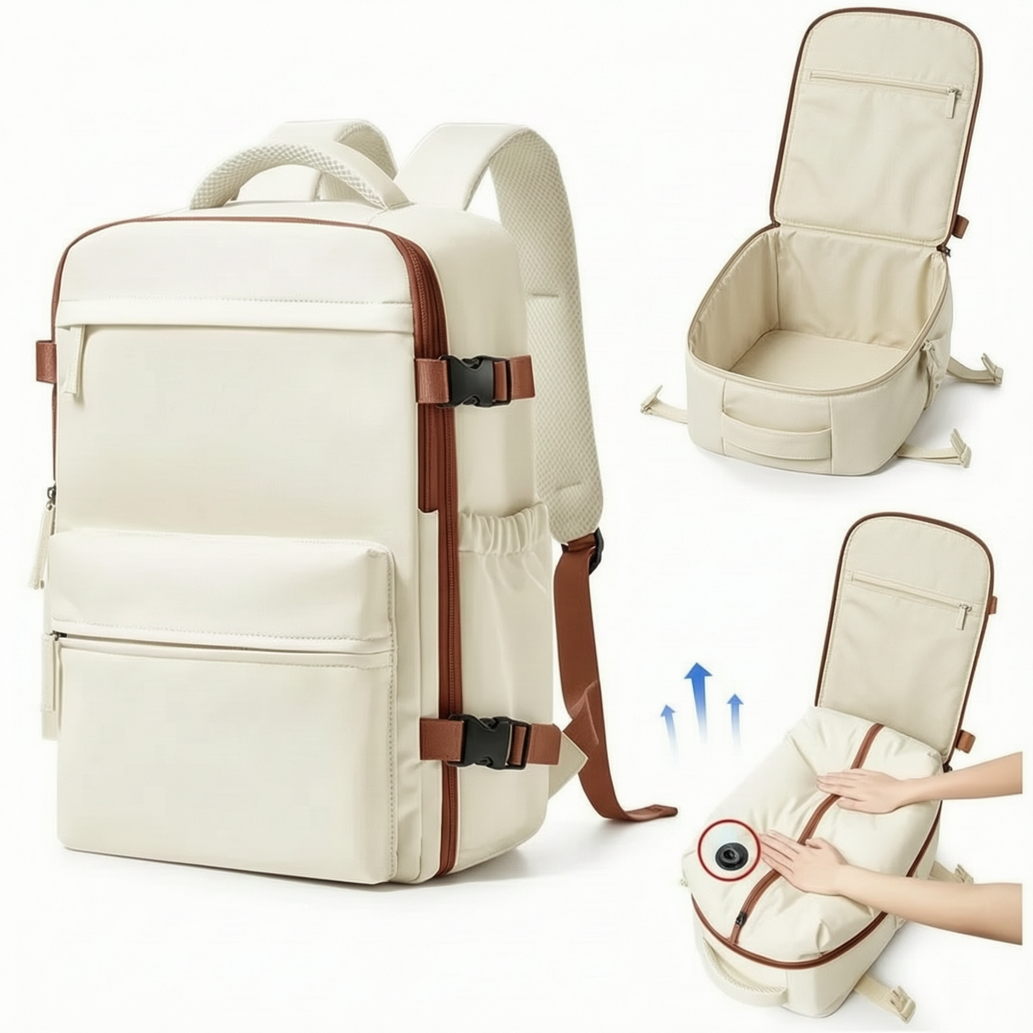Hand Luggage 40x30x20 Beige Backpack – Lightweight & Approved for All Airlines