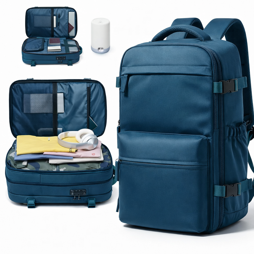 Handbagage 40x30x20 blauwe rugzak – lichtgewicht en goedgekeurd voor alle luchtvaartmaatschappijen