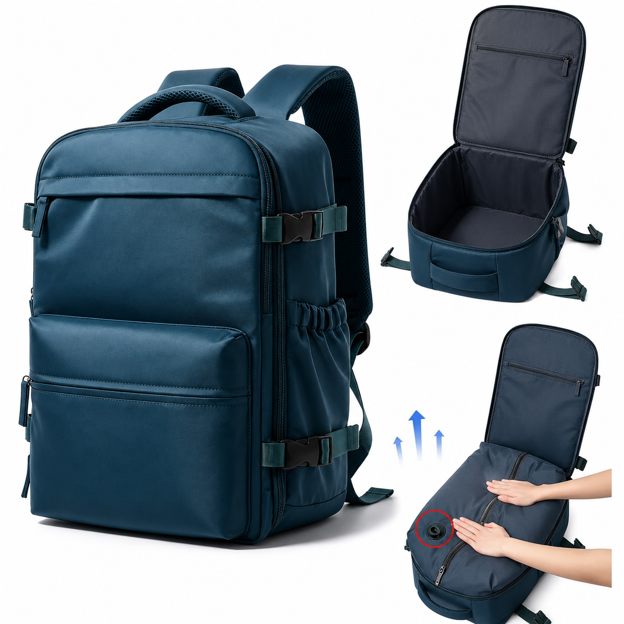Handbagage 40x30x20 blauwe rugzak – lichtgewicht en goedgekeurd voor alle luchtvaartmaatschappijen
